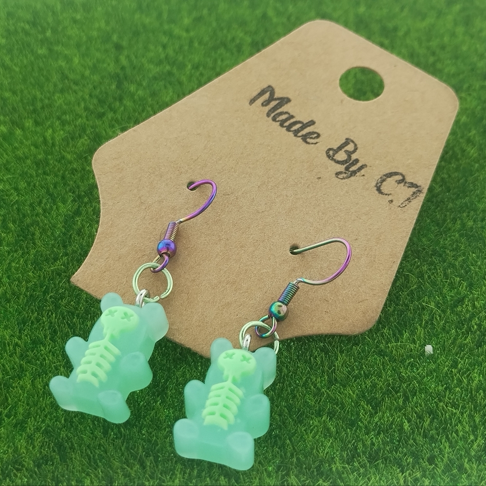 Skelly Green Gummy Bear Earrings